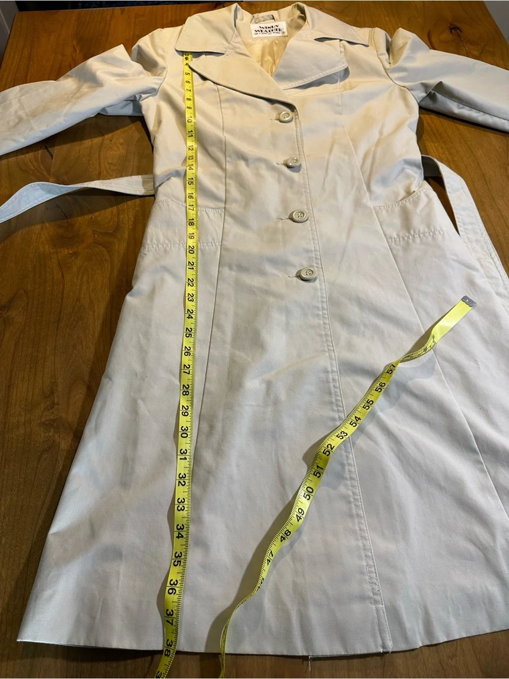 Vintage Windy Weather Beige Trench Coat Belted Size 8 Classic Rain Coat - Picture 8 of 12